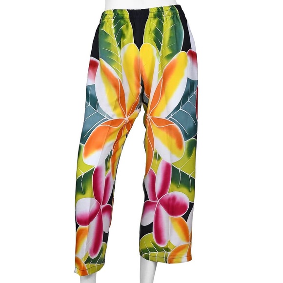 HAND PAINTED BLACK MULTI COLORED FLORAL LOUNGER PAJAMAS 💕 - Picture 1 of 3